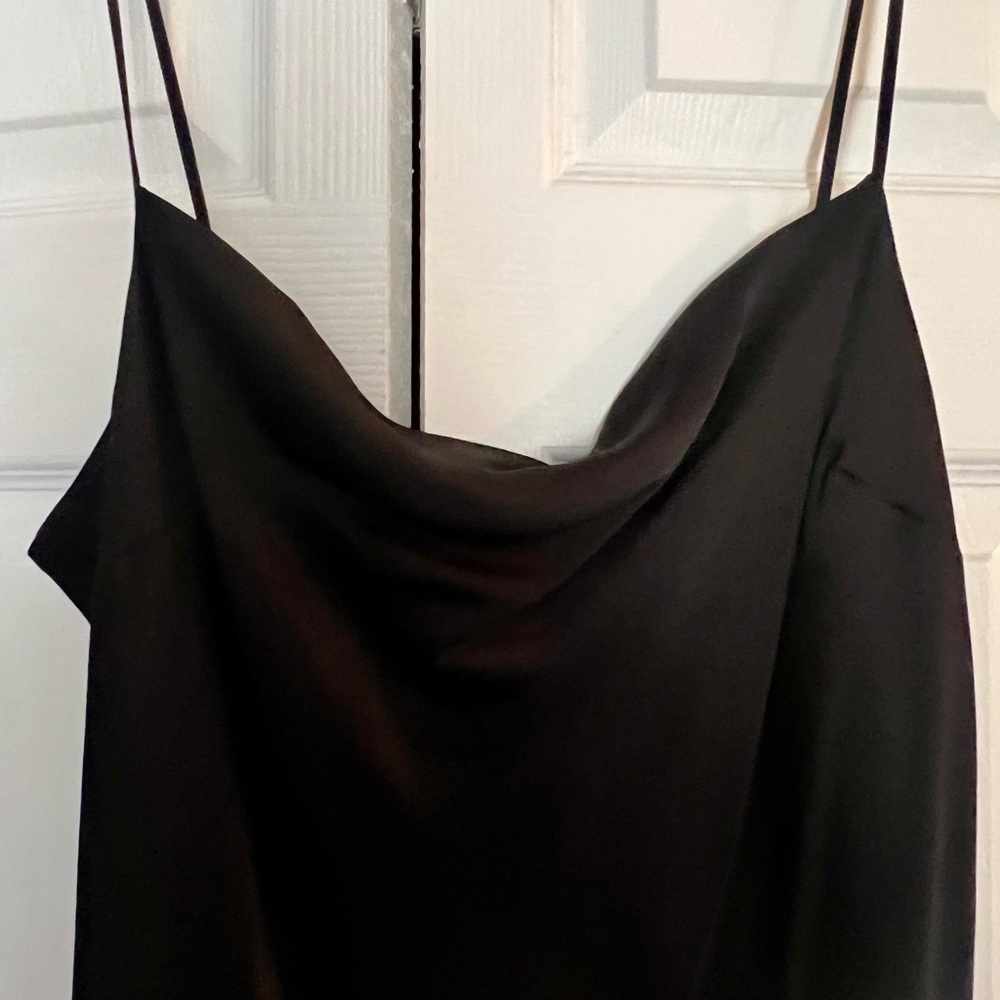 Express Black Midi Satin Slip Dress - Picture 2 of 3